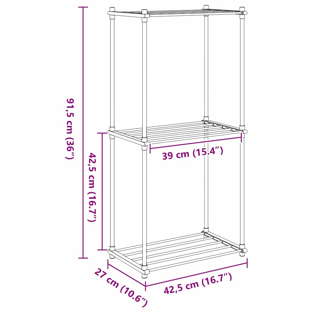 Tubular Shelf mit Speicher Weiß 42,5 x 27 x 91,5 cm Aluminium