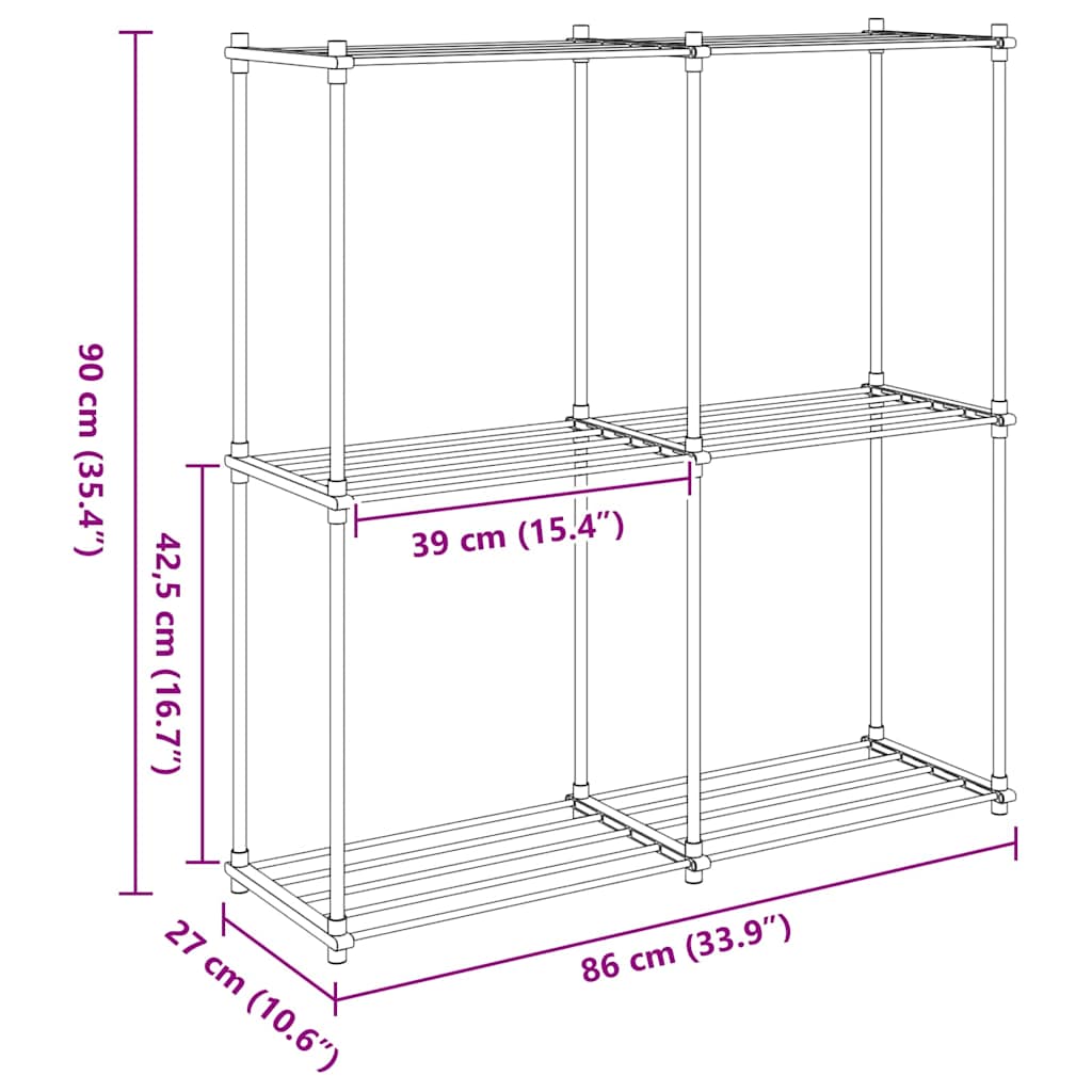 Tubular Shelf mit Speicher Weiß 86 x 27 x 90 cm Aluminium