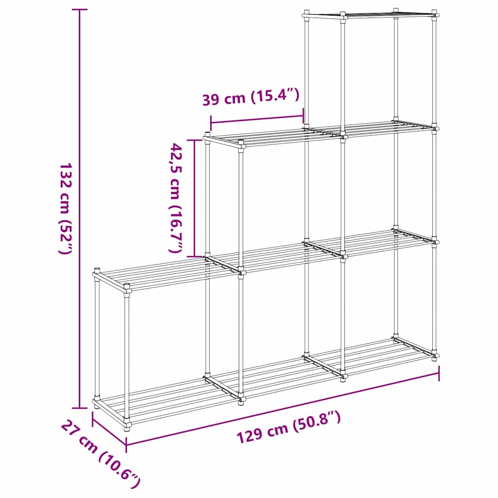 Tubular Shelf mit Speicher Weiß 129 x 27 x 132 cm Aluminium