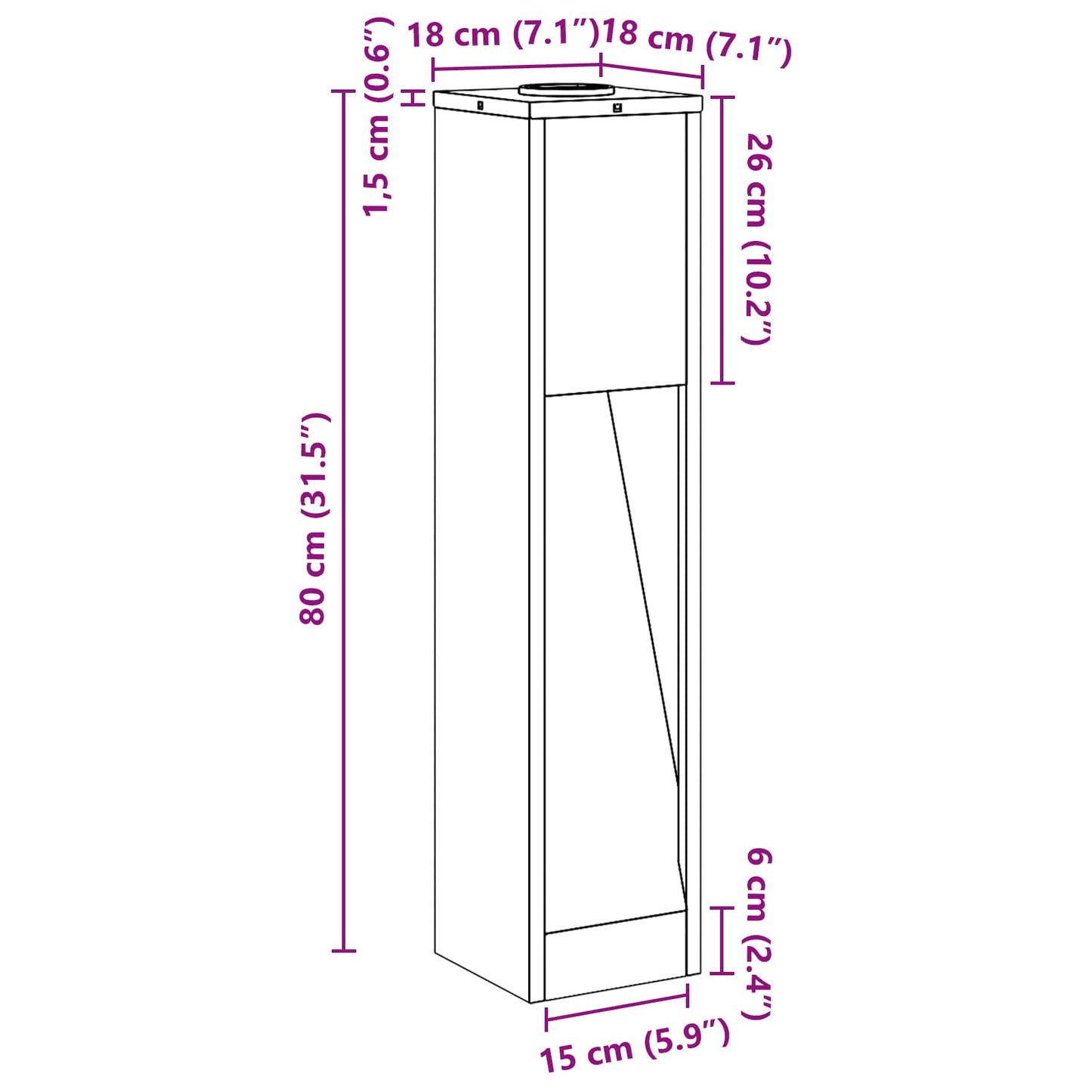 Solar LED Wegeleuchte 2 stk. Warmes Weiß 18 x 18 x 80 cm