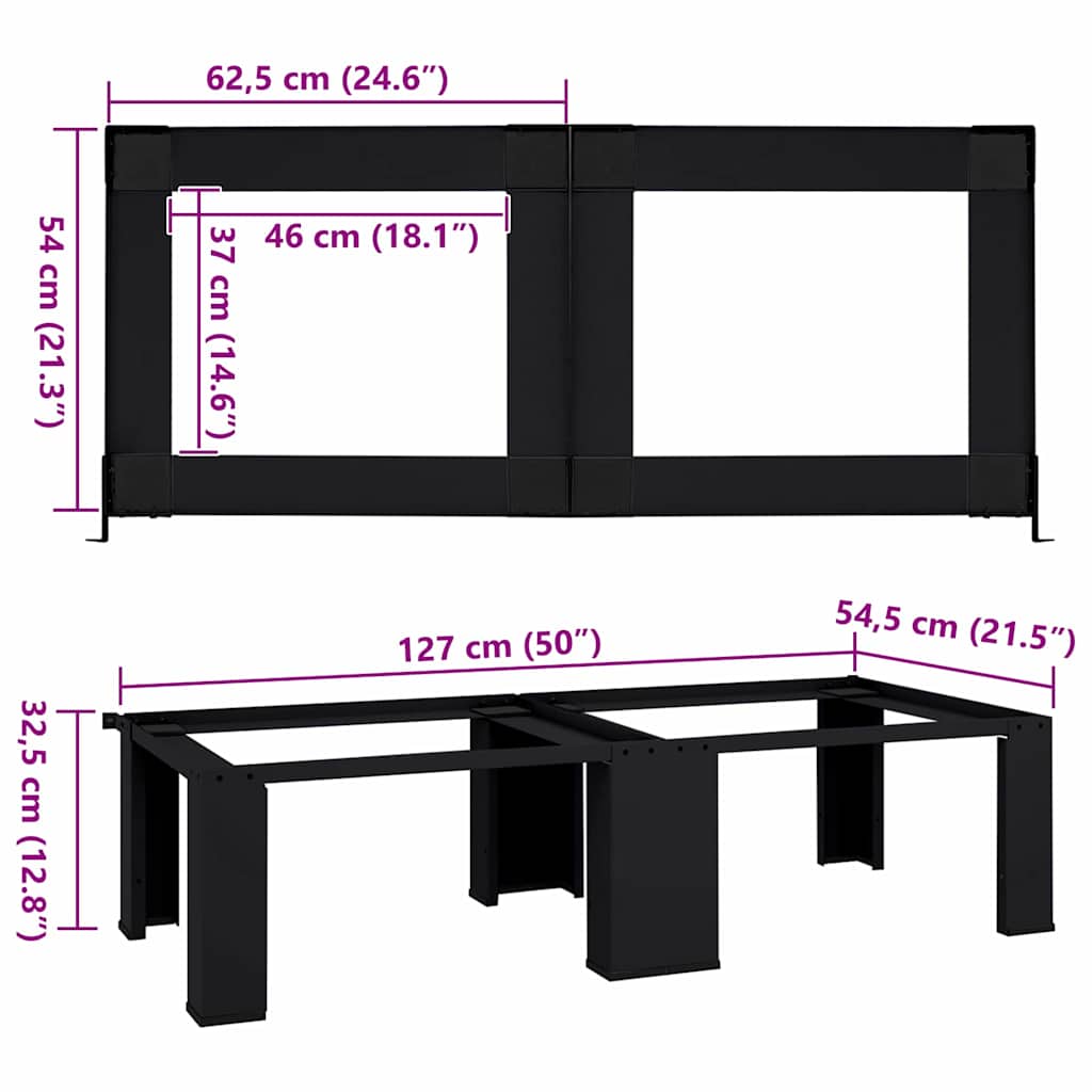 Waschmaschinen-Podest 2 stk. Schwarz 127 x 54,5 x 32,5 cm Stahl