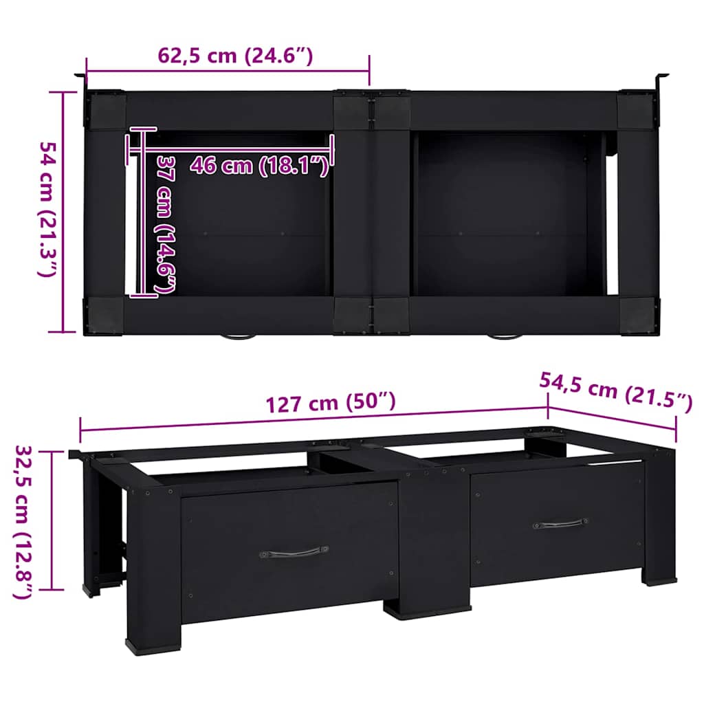 Waschmaschinen-Podest 2 stk. Schwarz 127 x 54,5 x 32,5 cm Stahl