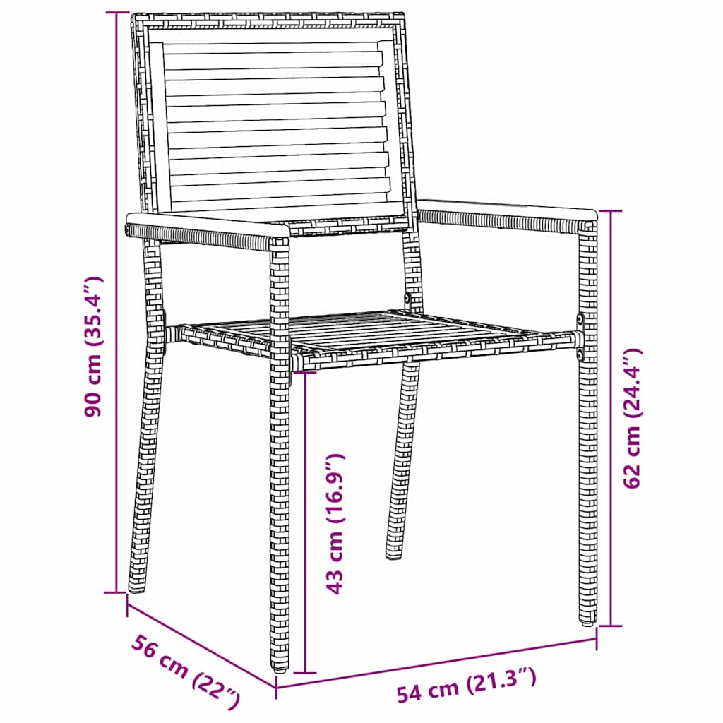 Garten Stapelstühle 4 stk. Grau Massivholz Akazie