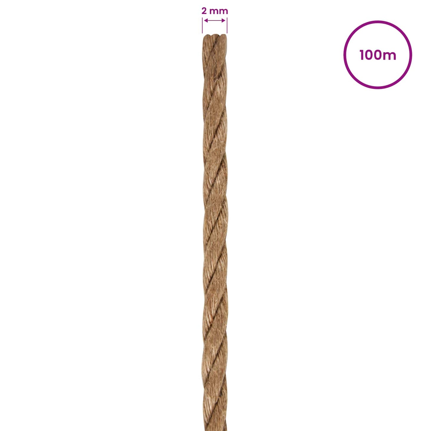 Juteschnur 2 stk. 2 mm 100 m Natur 100% Tossa Jute
