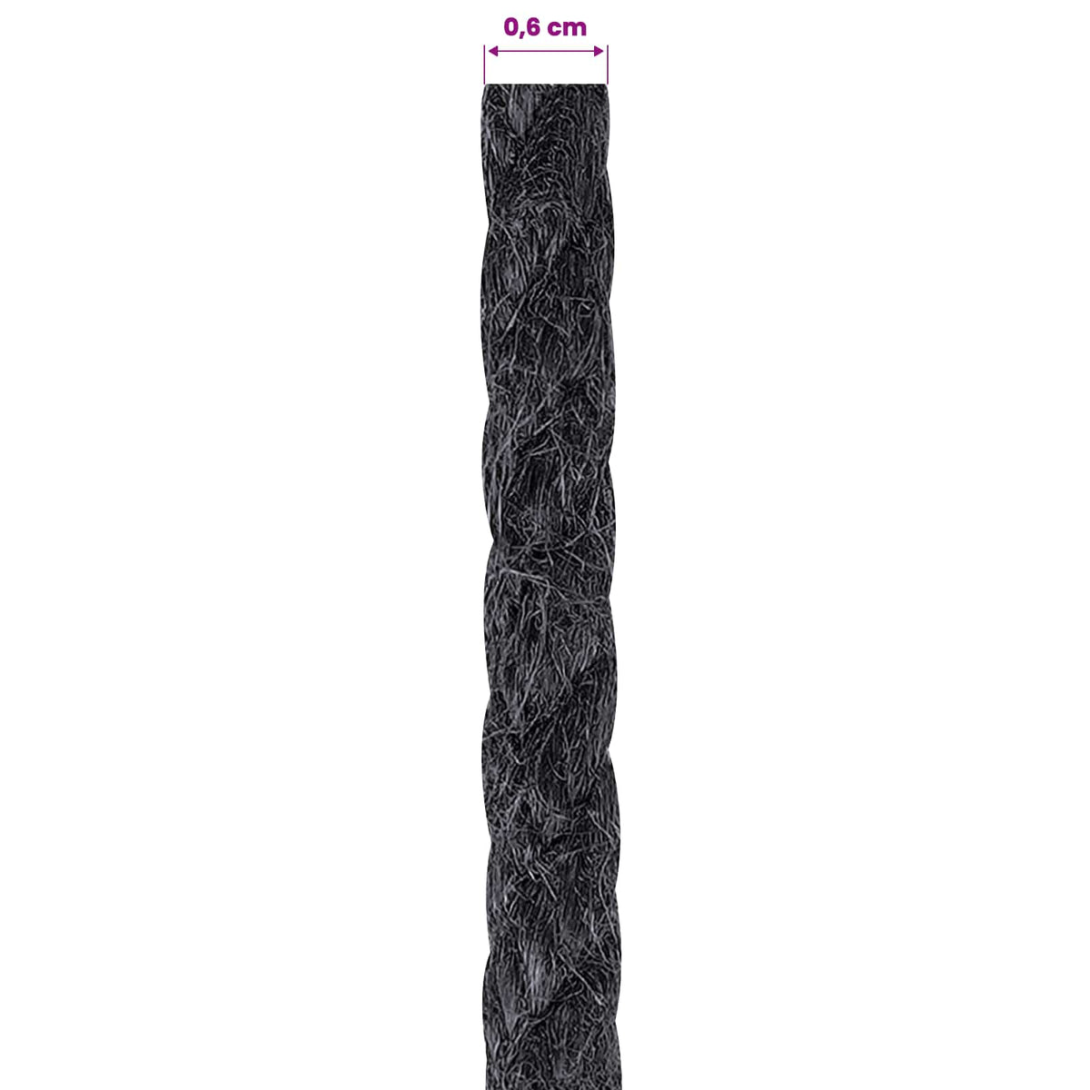 Juteseil 60 mm 100 m Schwarz 100% Tossa Jute
