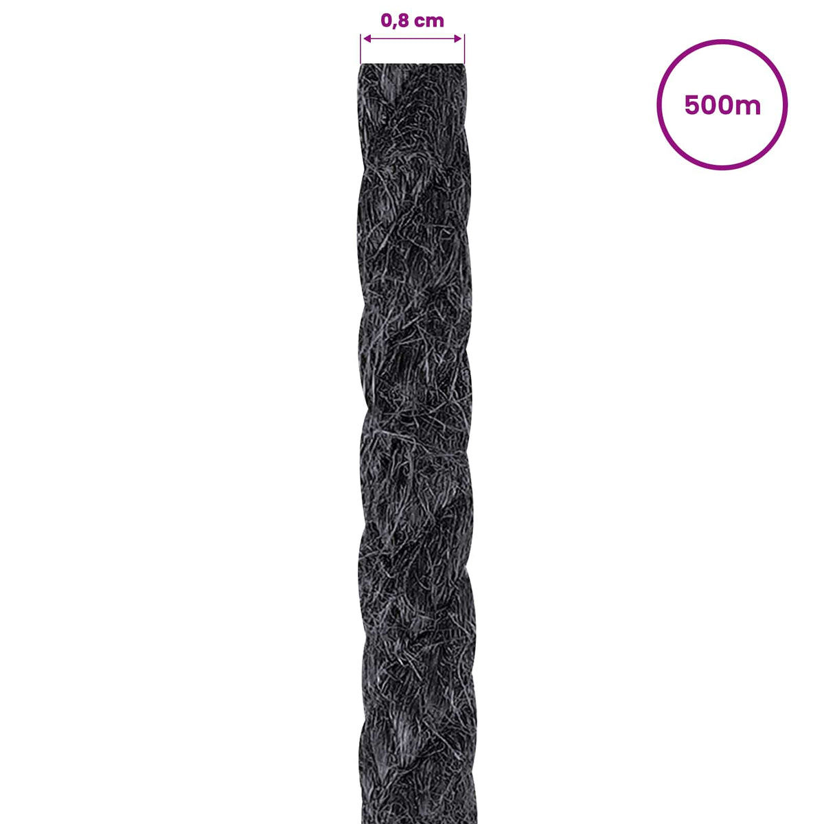 Juteseil 80 mm 500 m Schwarz 100% Tossa Jute