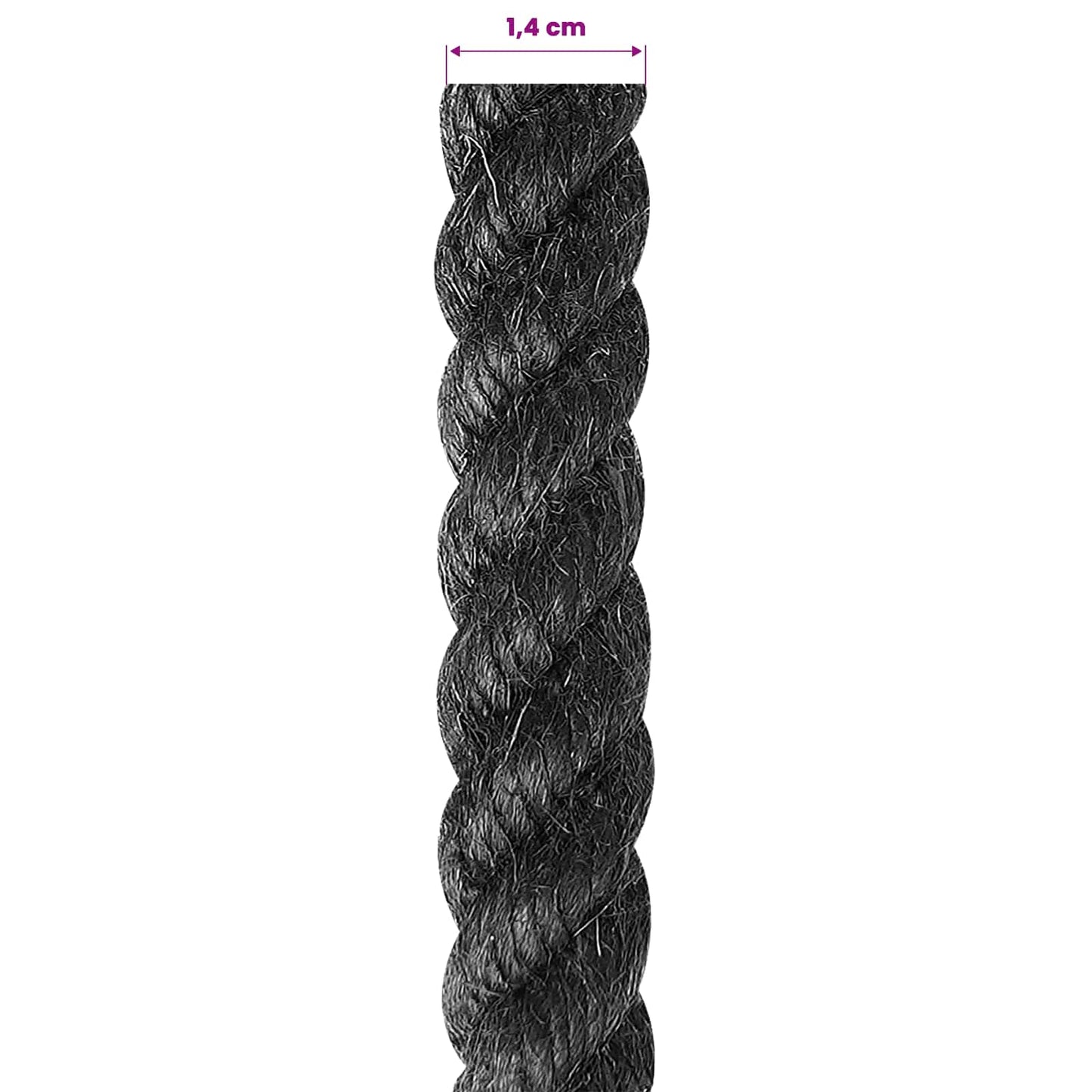 Juteseil 140 mm 50 m Schwarz 100% Tossa Jute