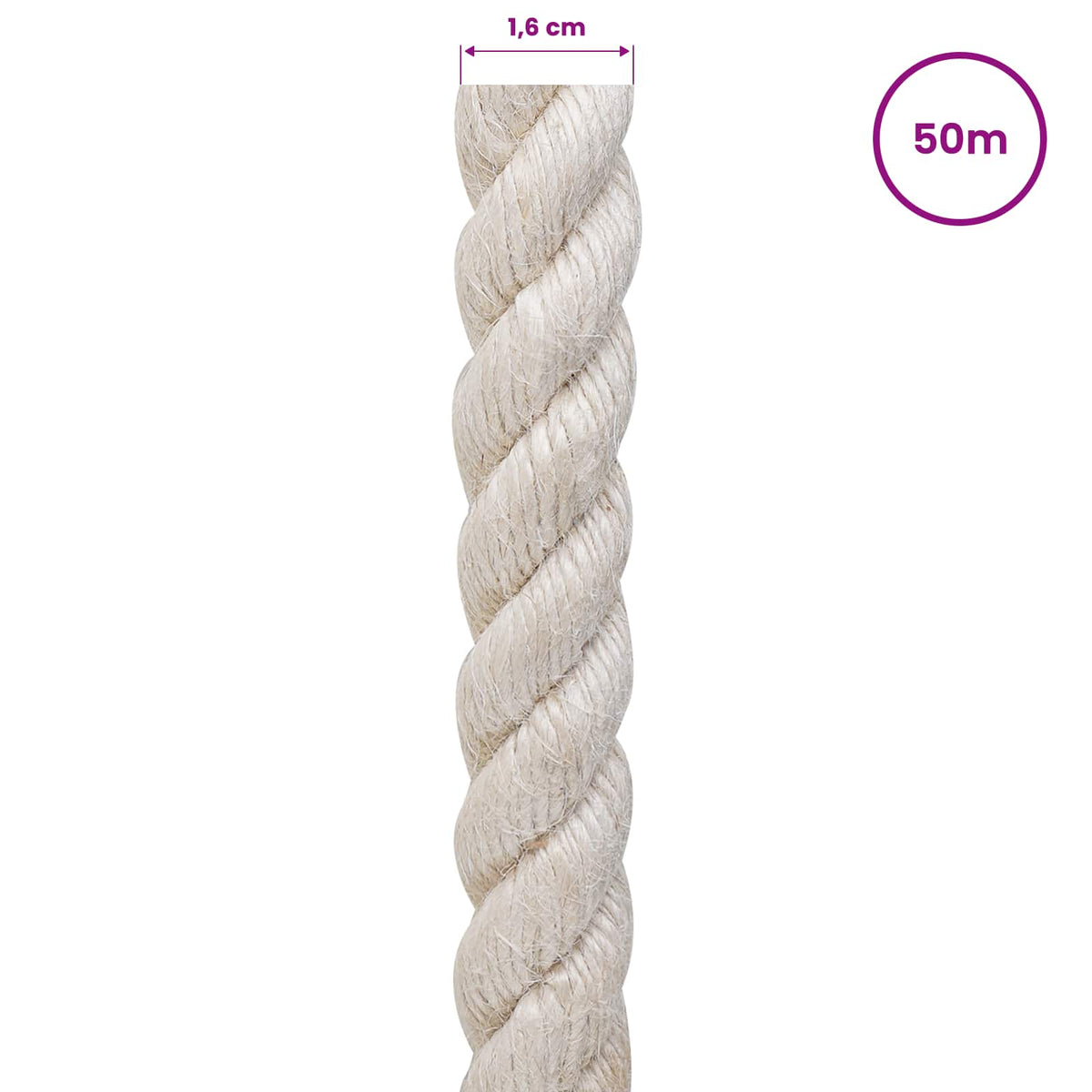 Juteseil 16 mm Weiß 100% Tossa Jute
