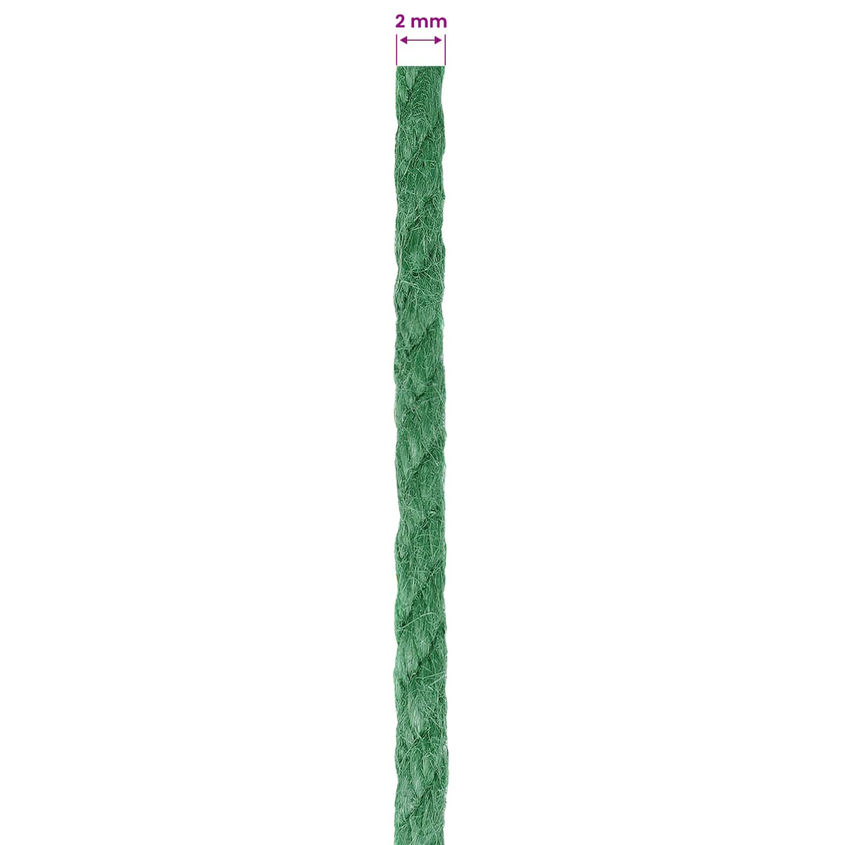 2 stk. 2 mm Grün 100% Tossa Jute