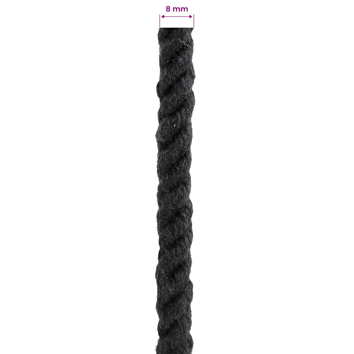 Baumwollseil 8 mm 50 m Schwarz 100% Baumwolle