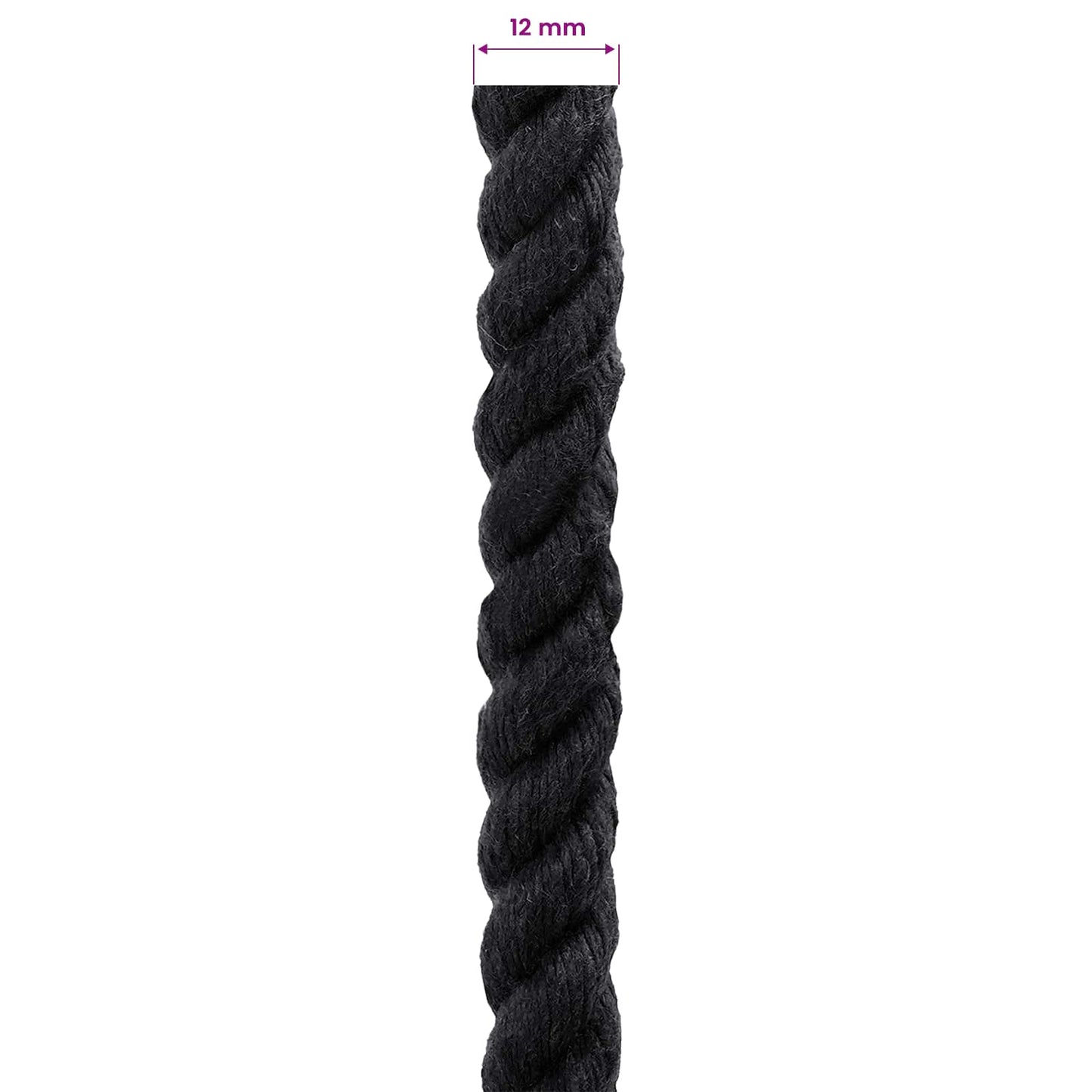 Baumwollseil 12 mm 50 m Schwarz 100% Baumwolle