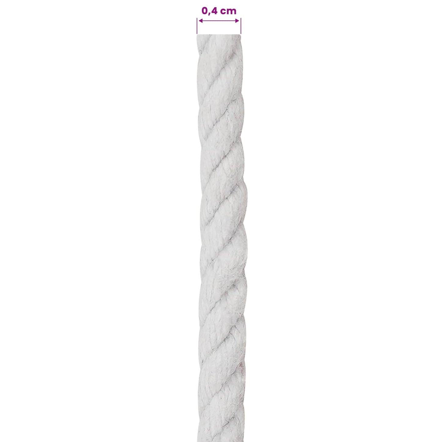 Baumwollzwirn 4 mm 100 m Weiß 100% Baumwolle