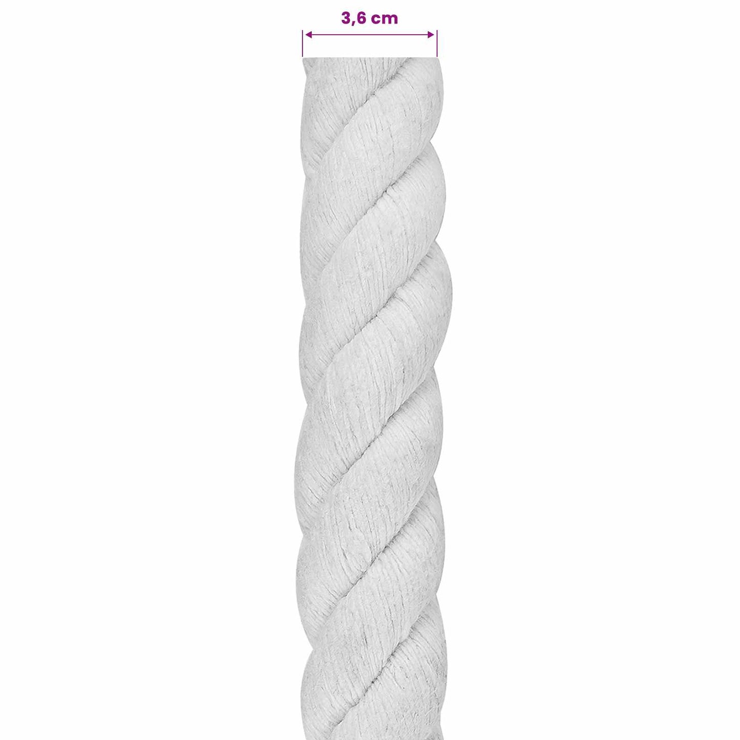 Baumwollseil 36 mm 5 m Weiß 100% Baumwolle