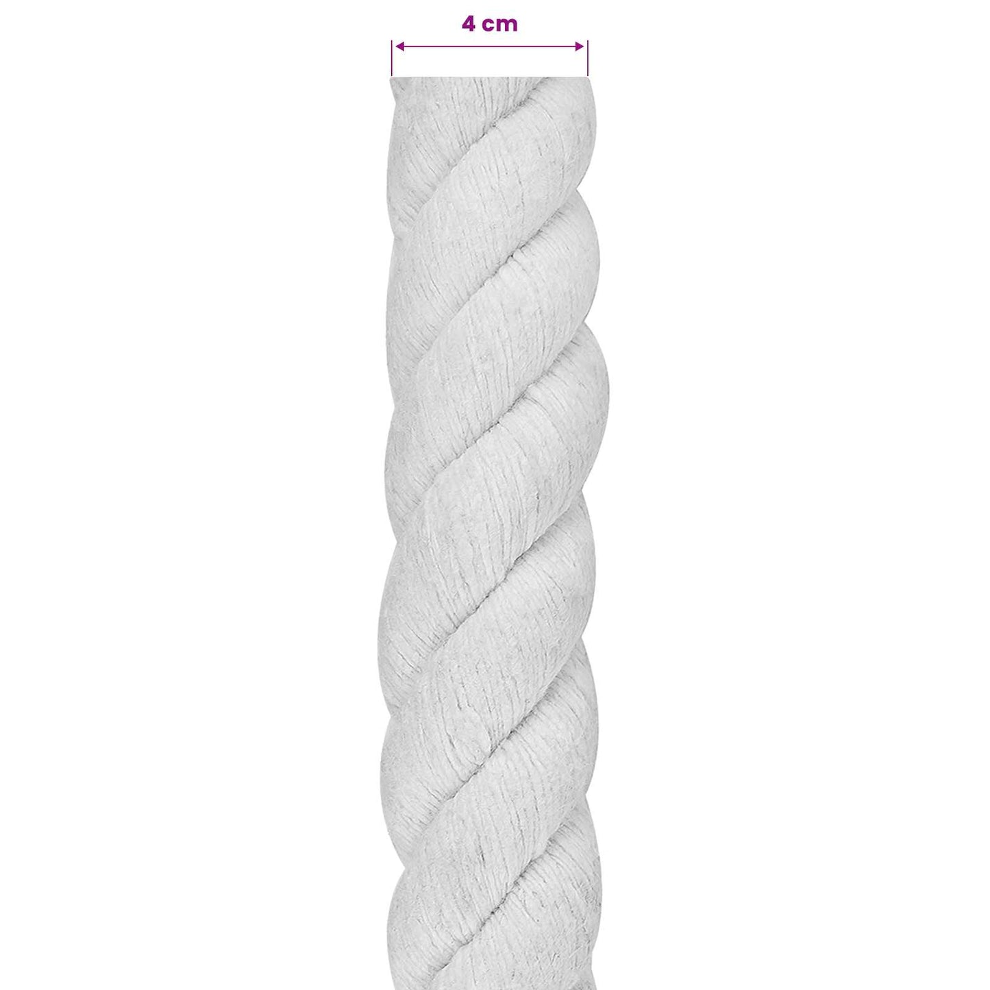 Baumwollseil 40 mm 5 m Weiß 100% Baumwolle