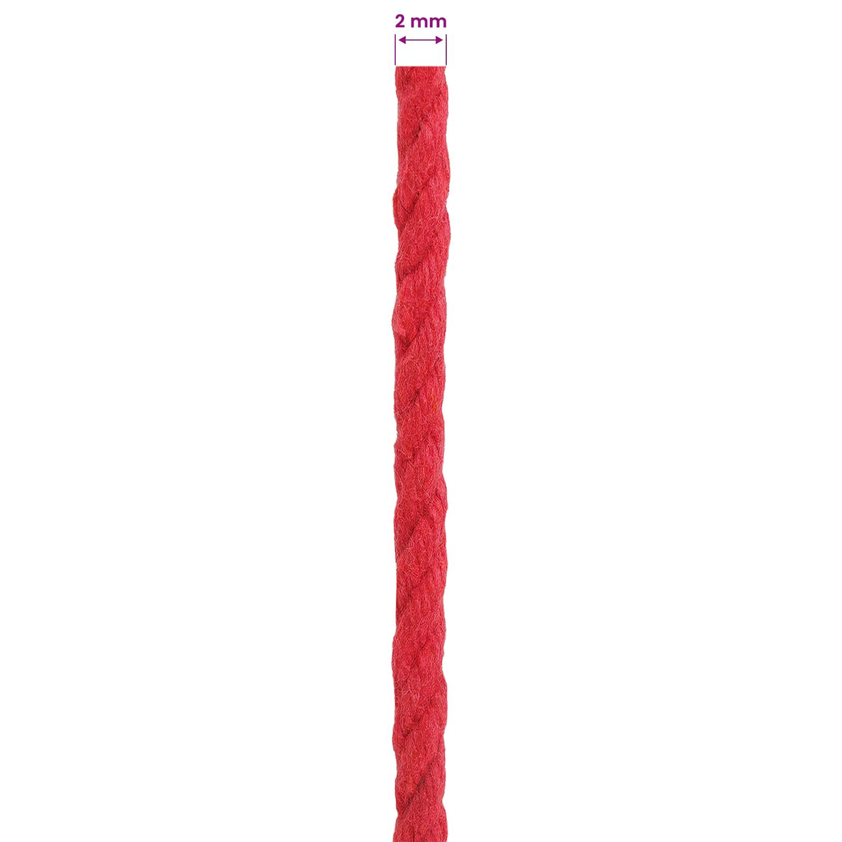 Baumwollzwirn 10 stk. 2 mm 100 m Rot 100% Baumwolle