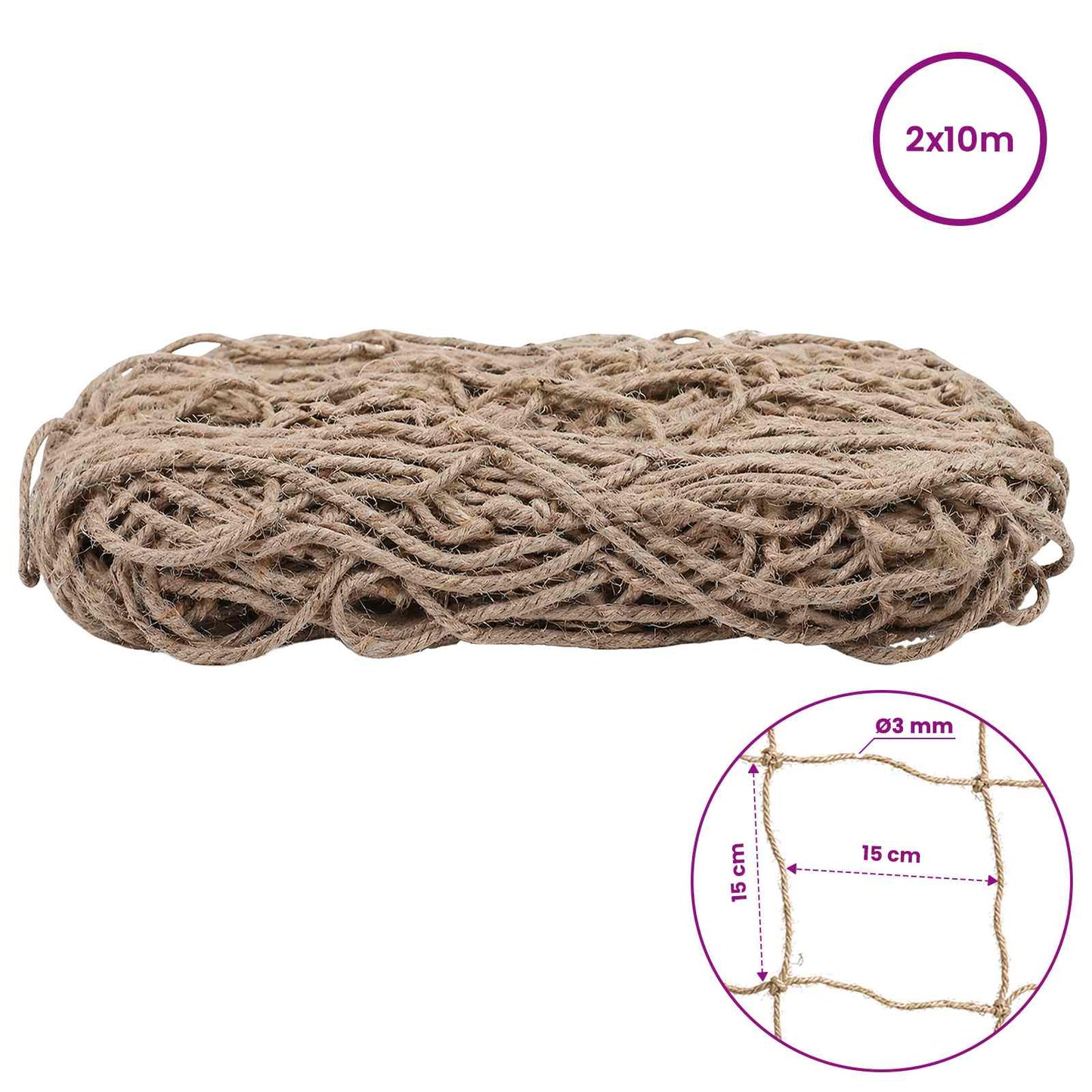 Jute Pflanzenstütznetz Natur 2 x 10 m 100% Tossa Jute