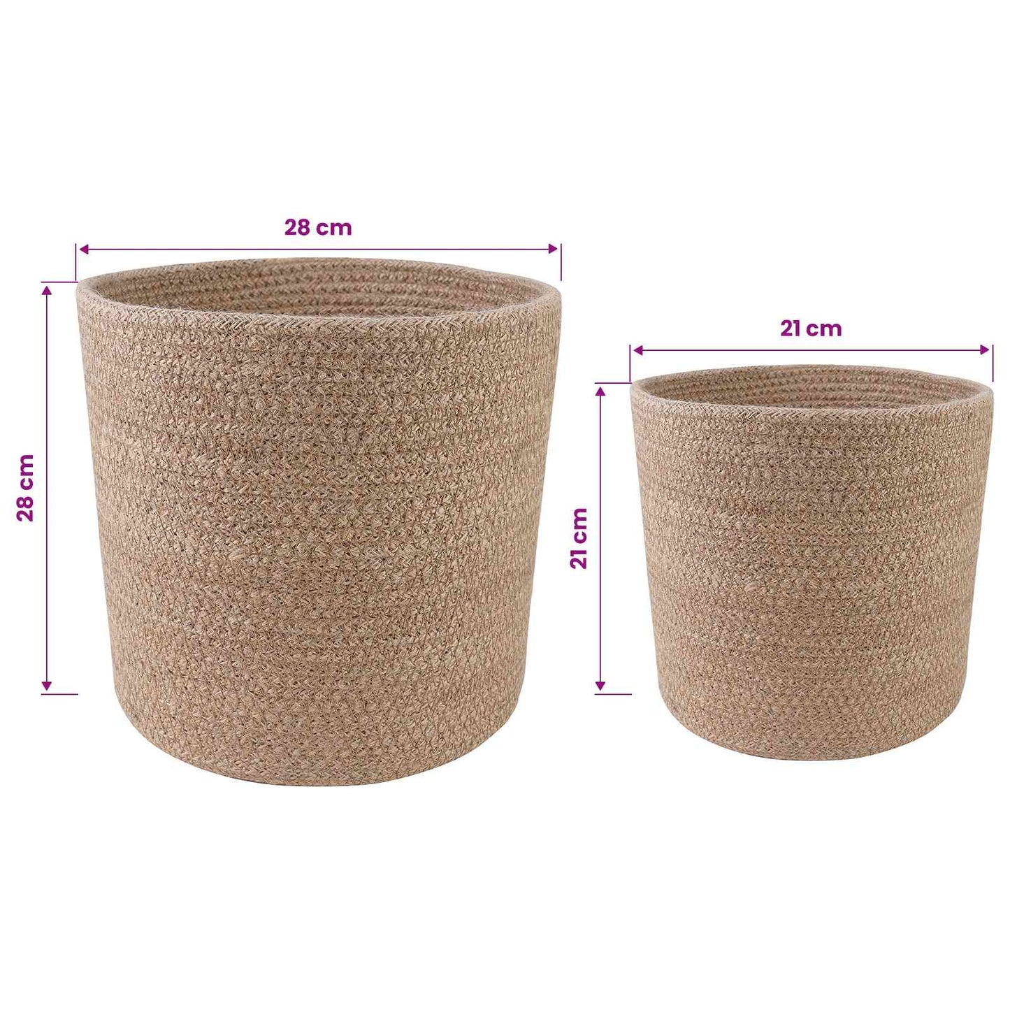 Pflanztopfsatz 2 stk. Natur Ø 28 x 28 cm 100% Tossa-Jute