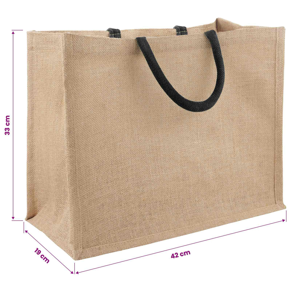 Jute-Handtaschen 5 Natürlich und Schwarz 42 x 33 x 19 cm