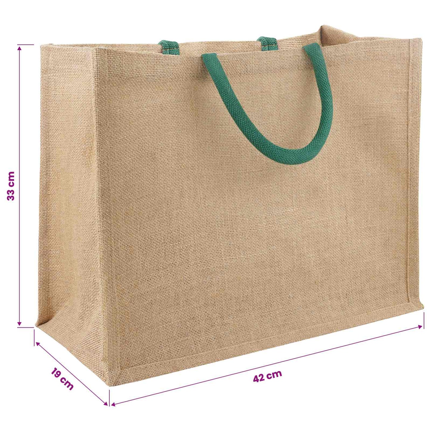 Jute-Handtaschen 5 Natürlich und Grün 42 x 33 x 19 cm
