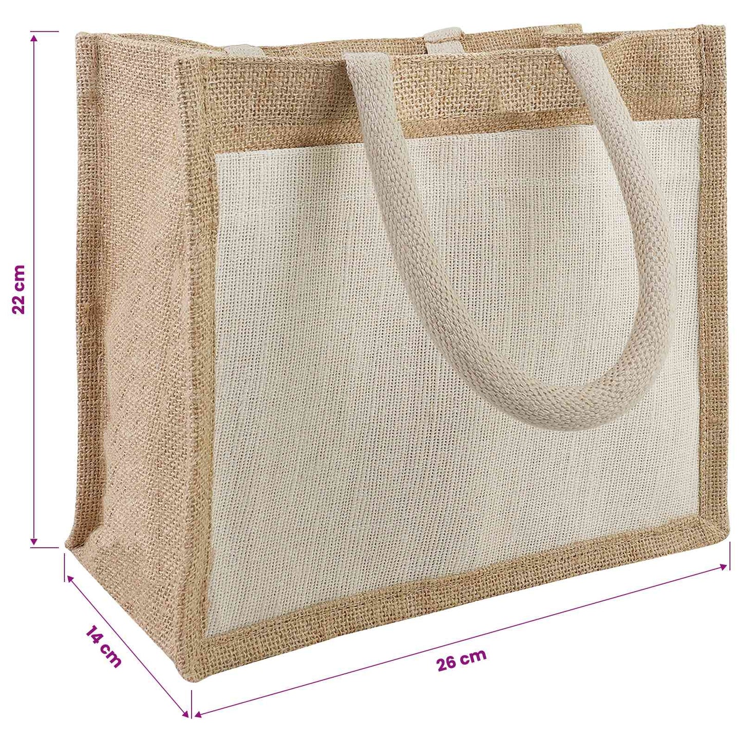 Jute-Handtaschen mit Tasche 5 Natürlich und Weiß