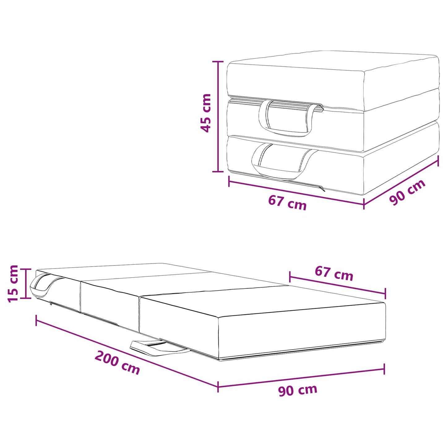 Klappsofa Bett 90 x 67 x 45 cm Taupe