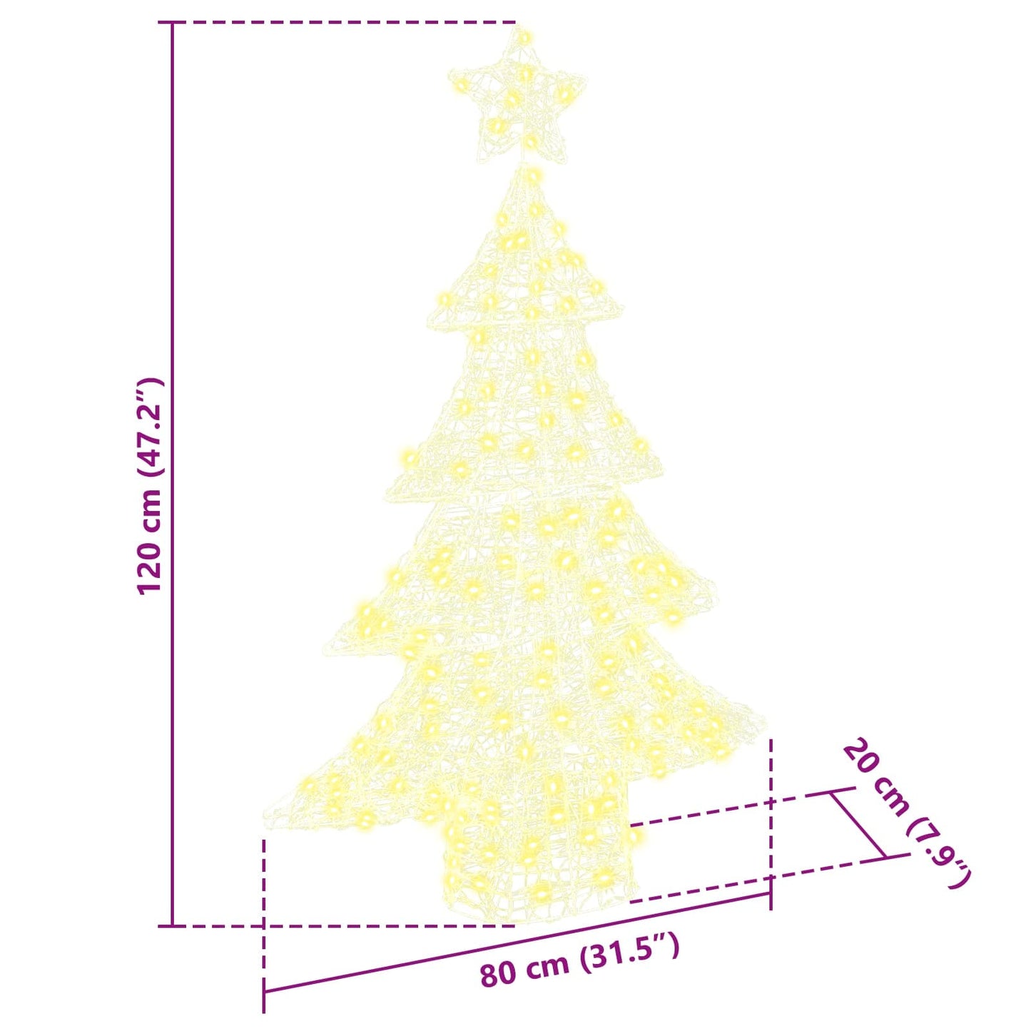 Weihnachtsbaum 100 LEDs Warmweiß 120 cm Acryl