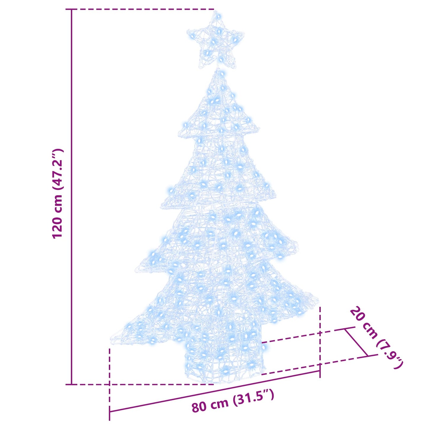 Weihnachtsbaum 100 LEDs Kaltweiß 120 cm Acryl