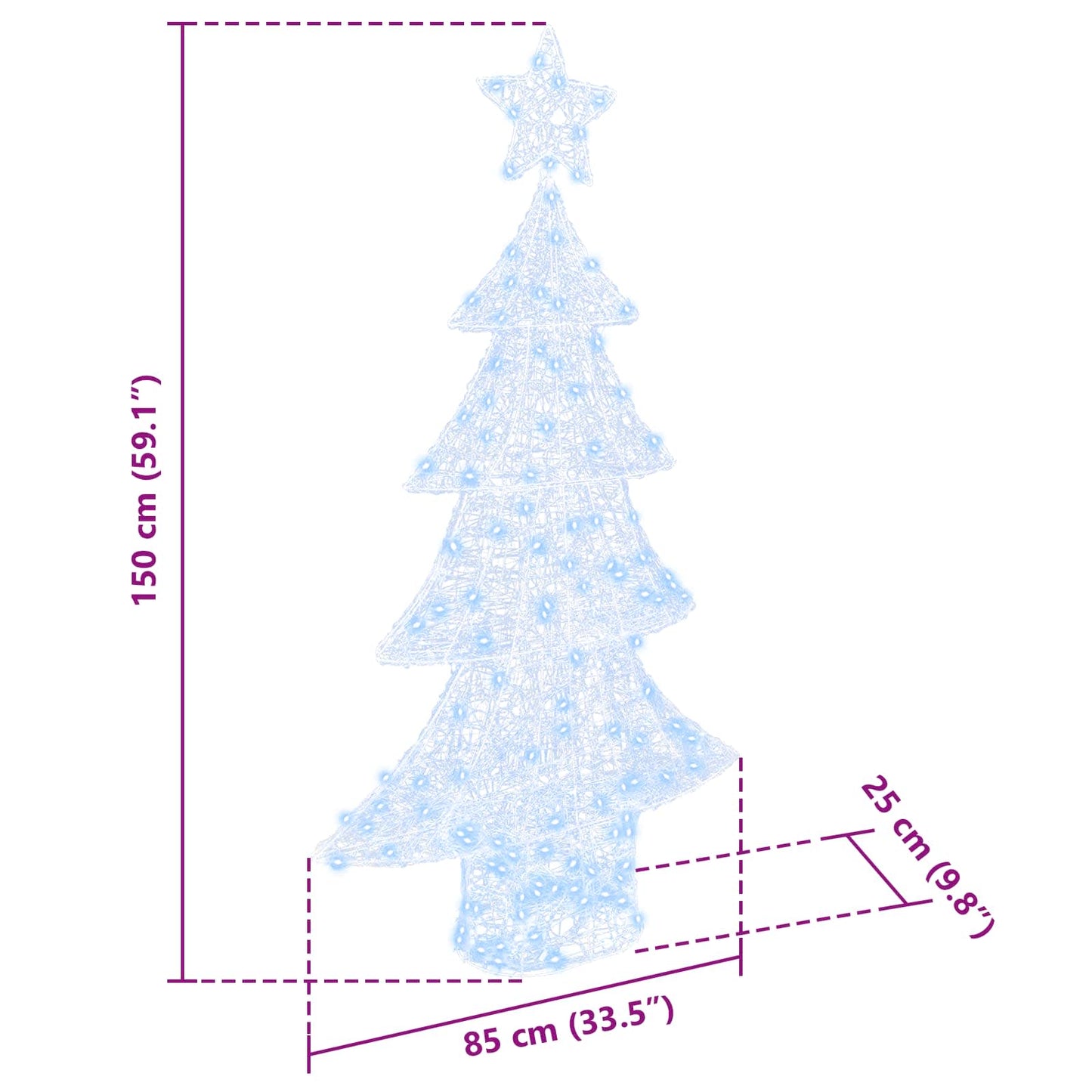 Weihnachtsbaum 160 LEDs Kaltweiß 150 cm Acryl
