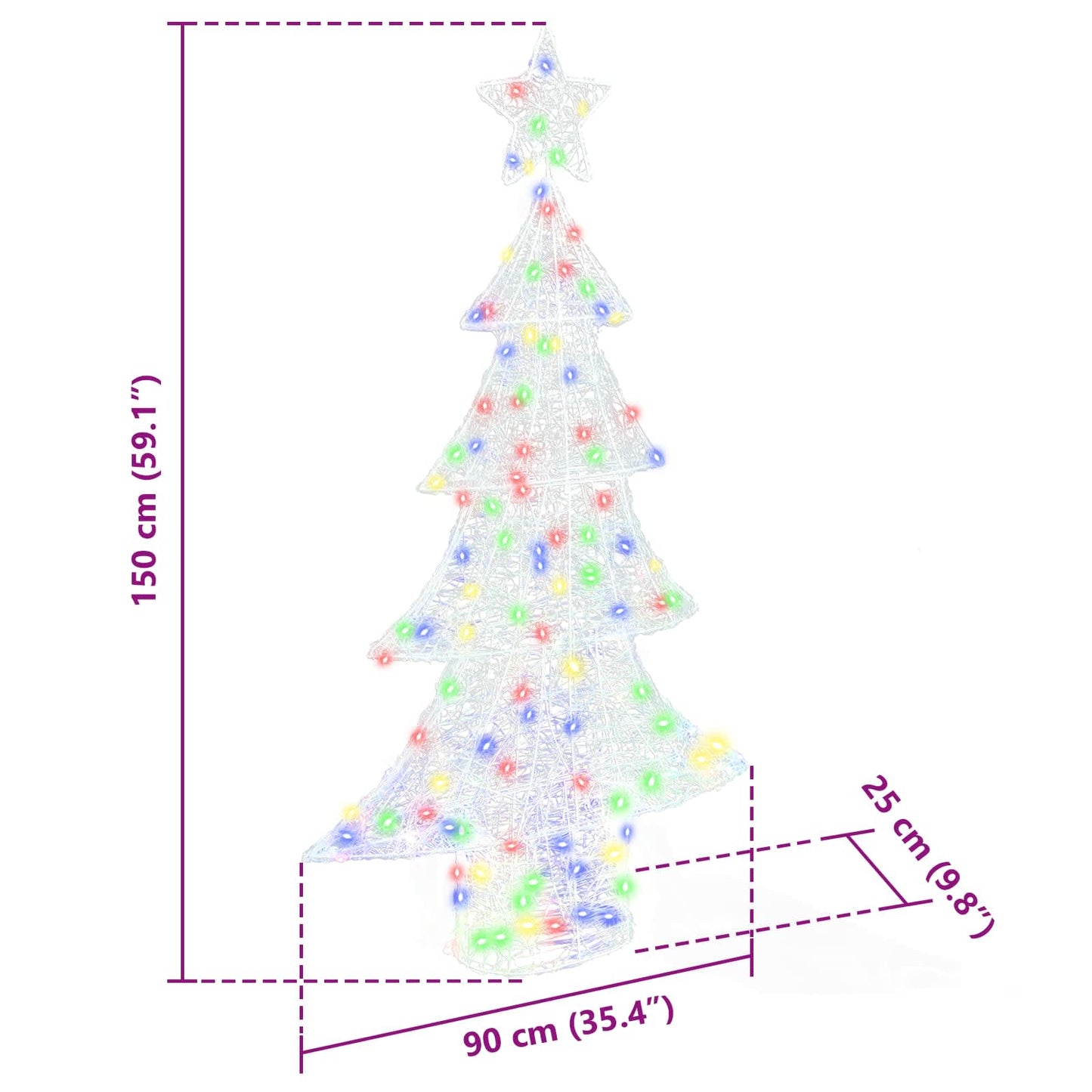 Weihnachtsbaum 160 LEDs Mehrfarbig 150 cm Acryl