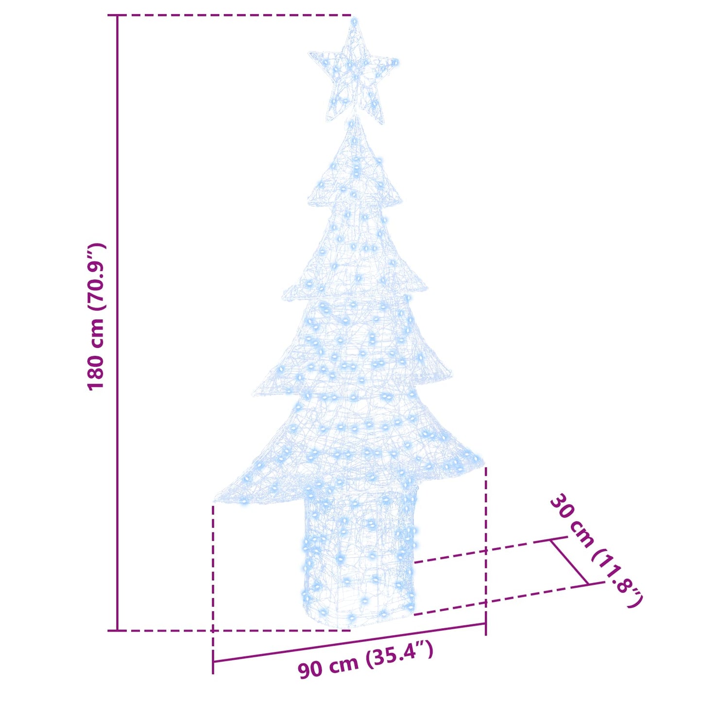 Weihnachtsbaum 240 LEDs Kaltweiß 180 cm Acryl