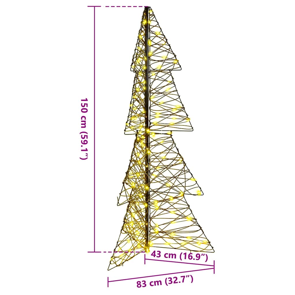 Weihnachtsbaum 160 LEDs Warmes Weiß 150 cm Rattan