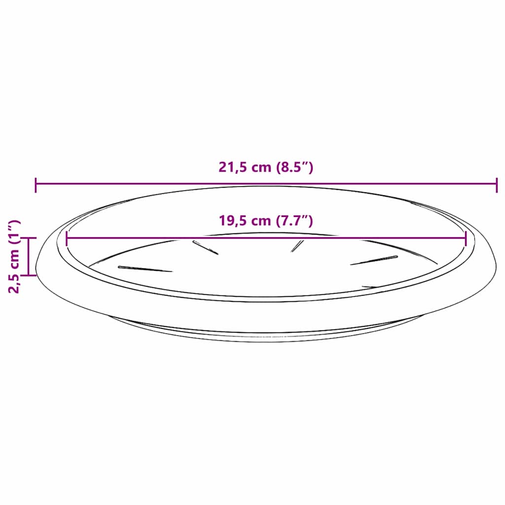 Runde Blumenplatte 24 Stk. Ziegelrot Ø 21,5 x 2,5 cm Kunststoff