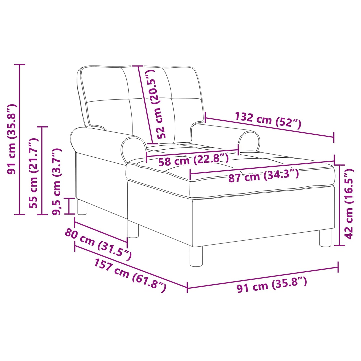 Lounge-Liege Schwarz Samt 91 x 157 x 91 cm