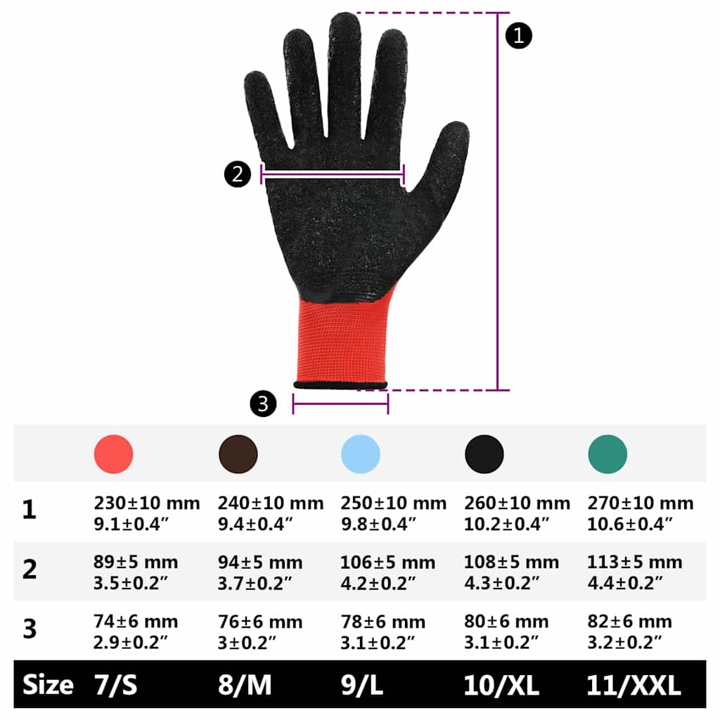 Arbeitshandschuhe 12 Stk. Rot und Schwarz 10 / XL