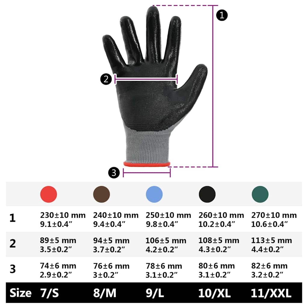 Arbeitshandschuhe 24 Stk. Grau und Schwarz 7 / S Polyester