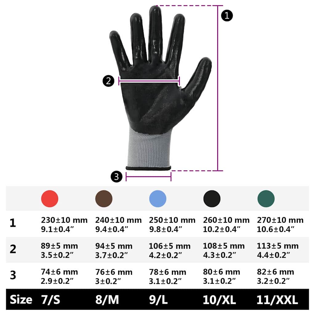 Arbeitshandschuhe 24 Stk. Grau und Schwarz 10 / XL Polyester