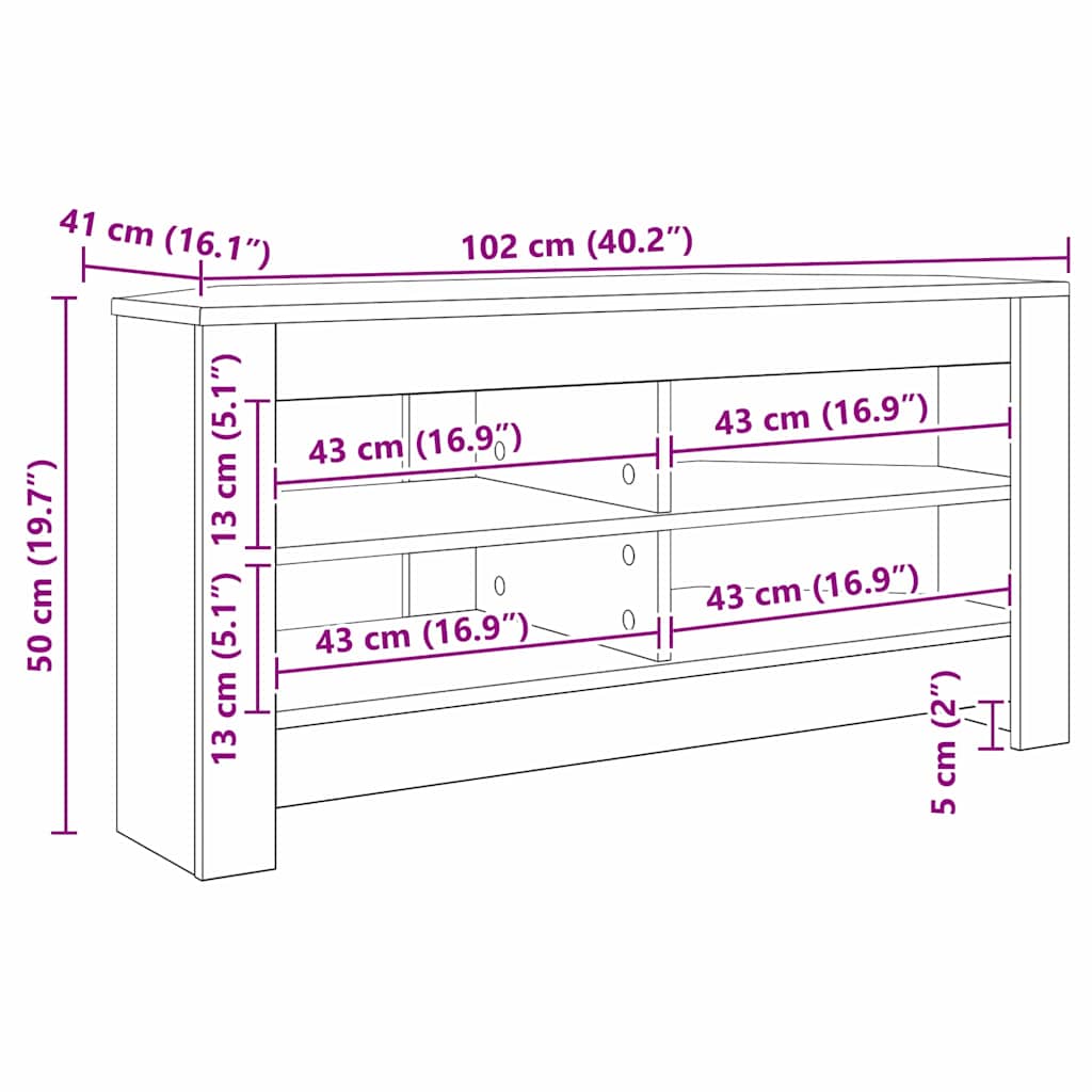 EckTVSchrank 102 x 41 x 50 cm Sonoma-Grau Holzwerkstoff