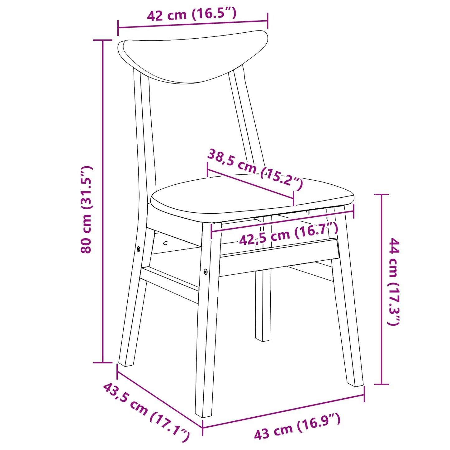 Esszimmerstühle 2 Stk. Massives Gummiholz Weiß