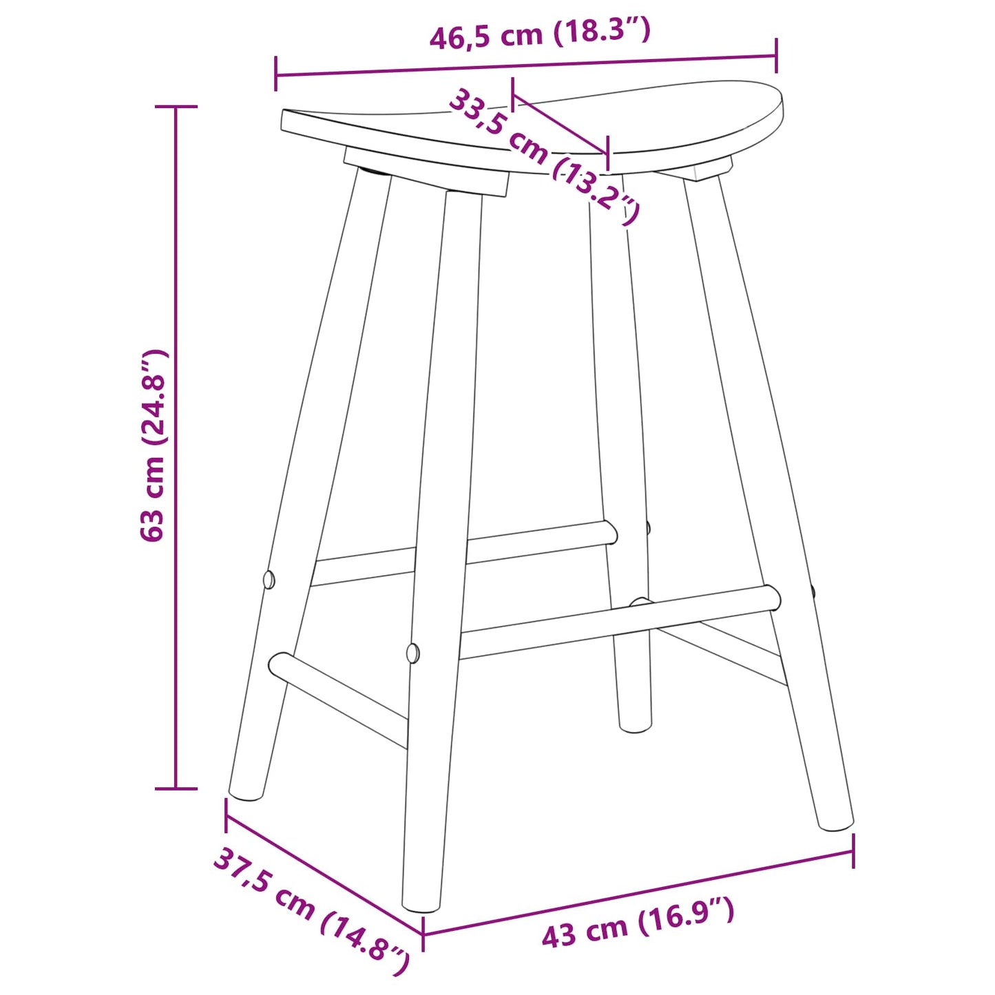 Esszimmerstühle 2 Stk. Massives Gummiholz Weiß 46 x 37 x 63 cm