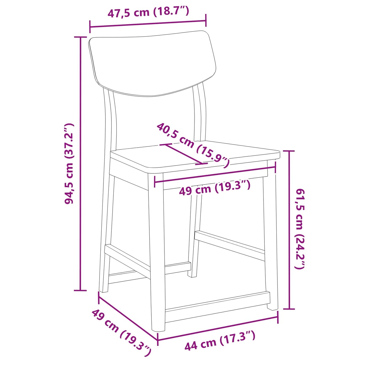 Esszimmerstühle 2 Stk. Massives Gummiholz Weiß 48 x 49 x 95 cm