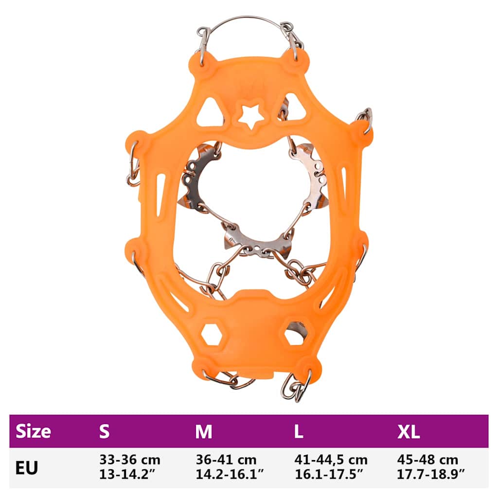Eiskrallen für Schuhe mit 10 Spikes Orange S Edelstahl