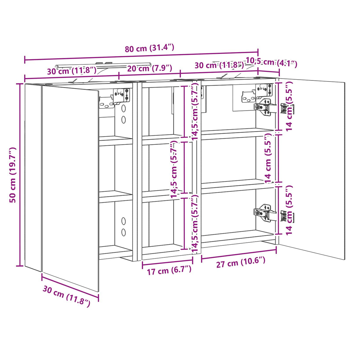 Badezimmerschrank-Set 3 stk. 80 x 10,5 x 50 cm Holzwerkstoff