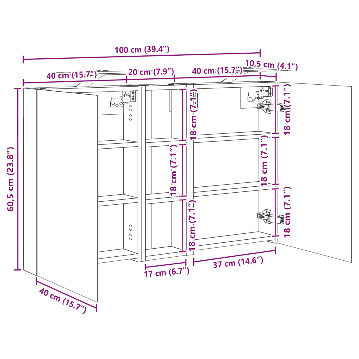 Badezimmerschrank-Set 3 stk. 100 x 10,5 x 60,5 cm Holzwerkstoff
