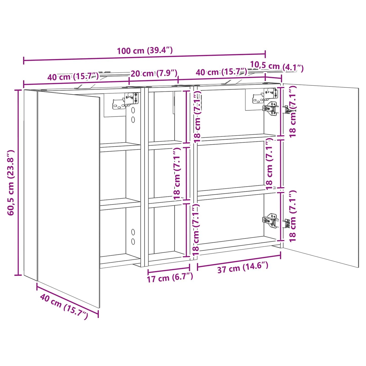 Badezimmerschrank-Set 3 stk. 100 x 10,5 x 60,5 cm Holzwerkstoff