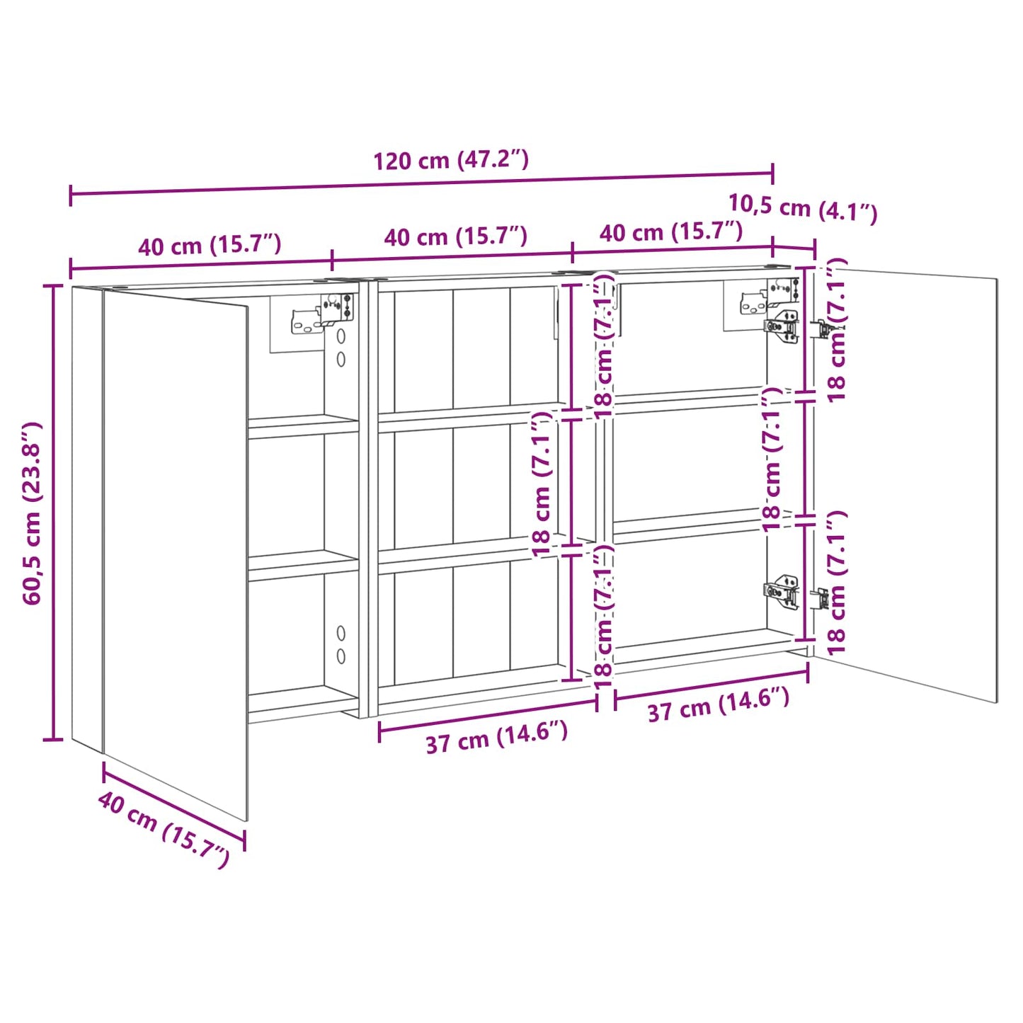 Badezimmerschrank-Set 3 stk. 120 x 10,5 x 60,5 cm Holzwerkstoff