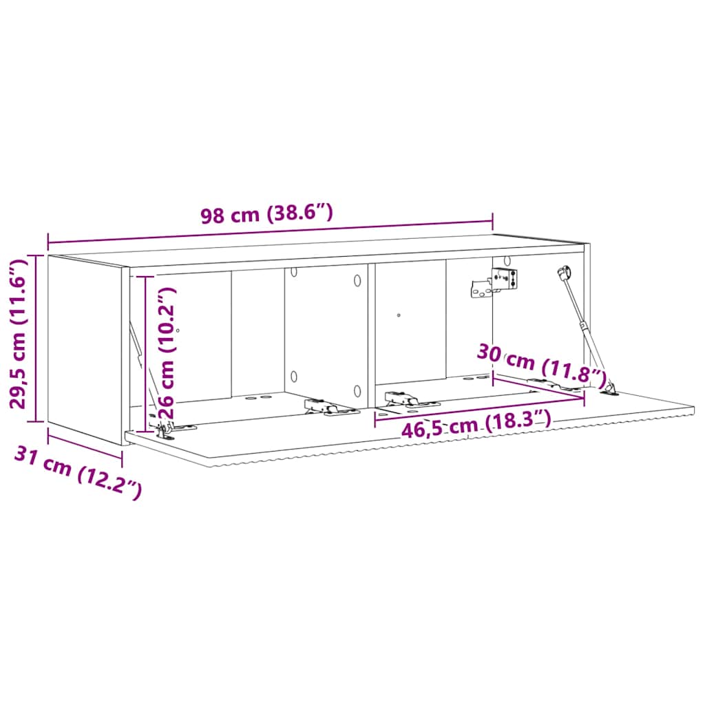 TV-Wandschrank 98 x 31 x 29,5 cm Schwarz Holzwerkstoff