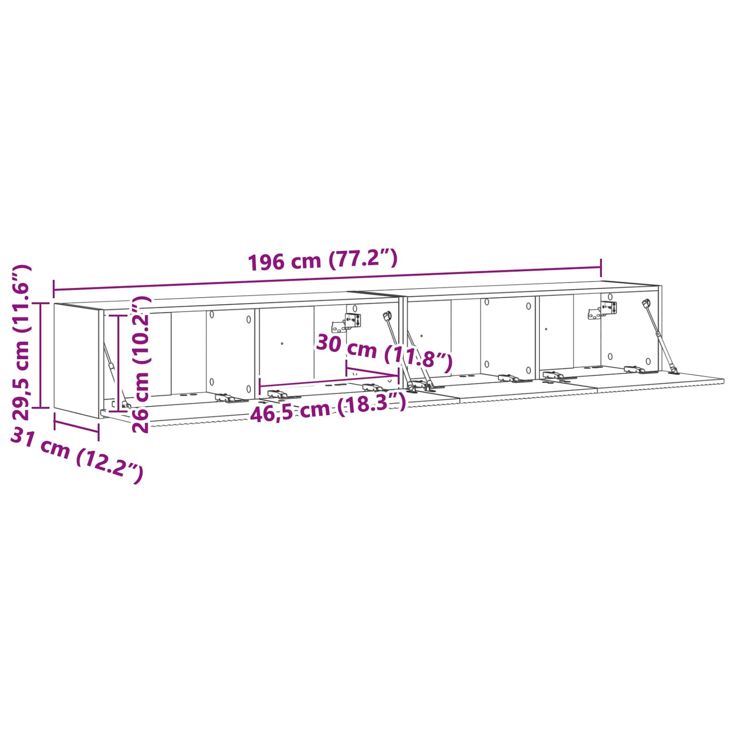 TV-Wandschrank 2 stk. Sonoma-Grau Holzwerkstoff