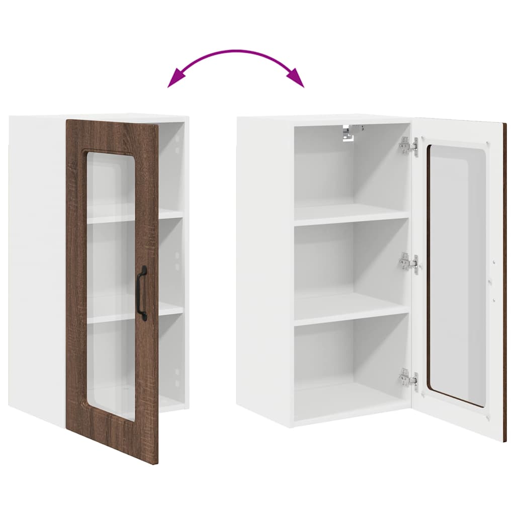 Küchenhängeschrank mit Regal Braun Eichen-Optik 40 x 31 x 80 cm