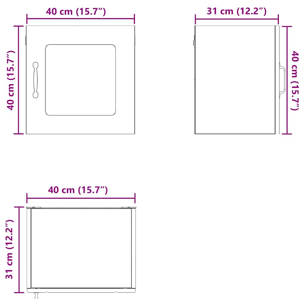 Wandglas-Schrank LUCCA Schwarz 40 x 31 x 40 cm Holzwerkstoff