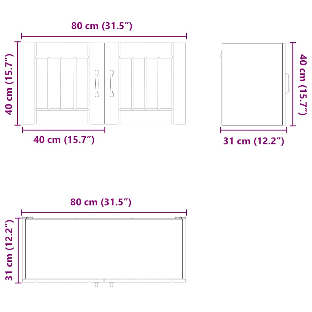Wandschrank LUCCA Schwarz 80 x 31 x 40 cm Holzwerkstoff